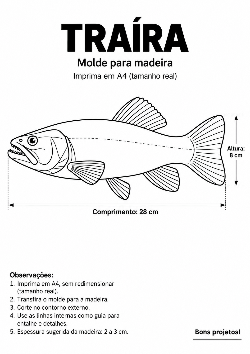 Molde de peixe de madeira